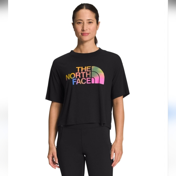 THE NORTH FACE Women's Short Sleeve Half Dome Cropped Black Tee Size Large - Picture 1 of 8